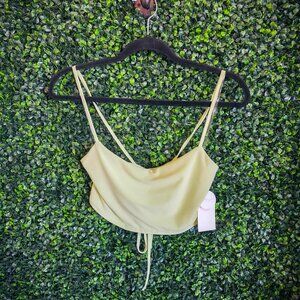 PLUS SIZE LIME GREEN ADJUSTABLE STAP DOUBLE LINED CROPPED TANK TOP